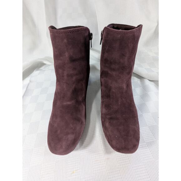 CLARKS! BURGUNDY SUEDE LEATHER & FABRIC ULTRA COMFORT ANKLE BOOTS! SZ 8M - Picture 6 of 13